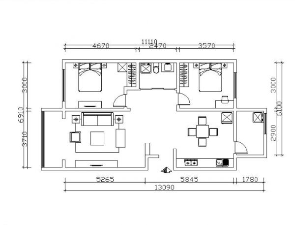 水木天成-四居室-125平米-装修设计