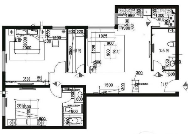 西罗园小区-二居室-96平米-装修设计