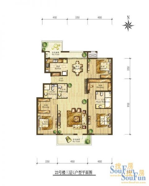 海棠公社-三居室-169平米-装修设计
