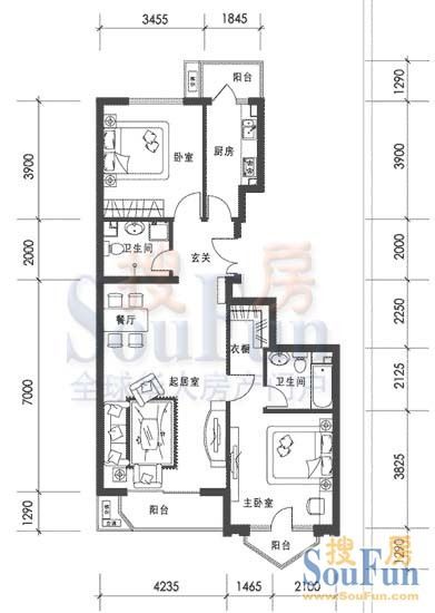 世纪东方城-二居室-105.8平米-装修设计