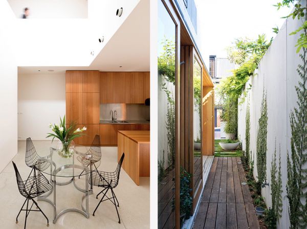 这套位于悉尼的别墅住宅设计获得了“2013 Houses Magazine”奖项，设计单位 Fearns 设计工作室。 住宅共分上下两层，共200平方米，另外带有一个小花园和二楼的露台。客厅大面积的落地玻璃门一打开就能和花园融为一体，建筑的顶面也开有天窗，增加了室内的亮度。整一栋房子看上去非常简洁，但也很温馨，大面积白色墙体和暖色的木饰面，开放式的厨房给家中营造融洽的气氛。