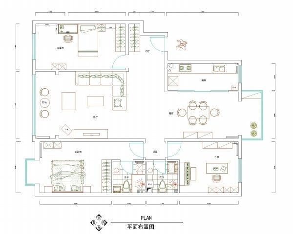 鸿坤理想城-三居室-135平米-装修设计