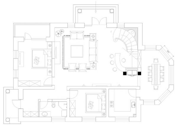 阳光假日别墅-四居室-262.61平米-装修设计