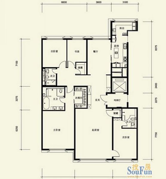 金茂府-四居室-280平米-装修设计