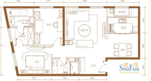 首开铂郡-二居室-119平米-装修设计