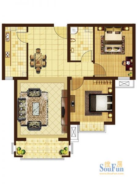 米拉village-二居室-87.86平米-装修设计