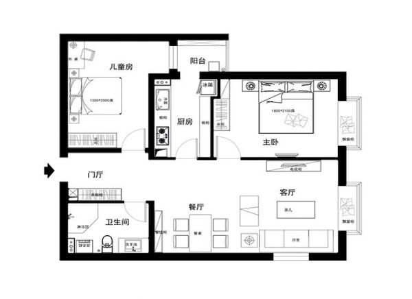 百子湾家园-二居室-102.99平米-装修设计