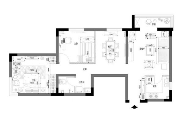 京铁和园-二居室-103平米-装修设计