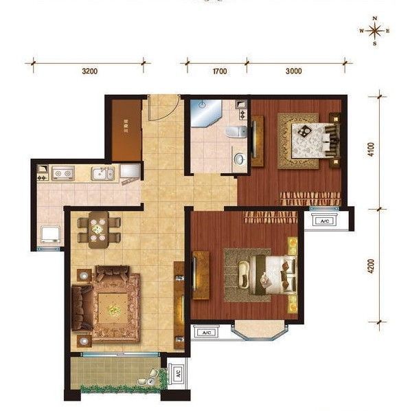 建邦华庭-二居室-94平米-装修设计