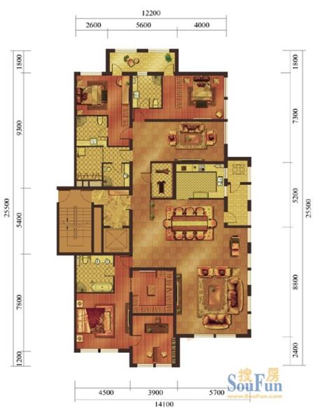 中粮祥云国际生活区-三居室-292.44平米-装修设计