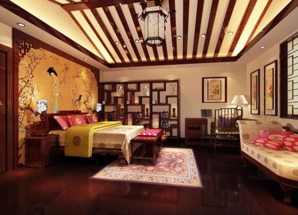 设计师张芝萍作品。设计师将中式风格融入了后现代手法，把传统文化、设计艺术、时尚动感和家居因素完美统一，形成了一种民族特色的现代感。为了中式风格的客厅具有内蕴的风格，在这里用到中式的沙发，但颜色仍然体现着中式的古朴，中式风格这种表现使整个空间，传统中透着现代，现代中揉着古典。