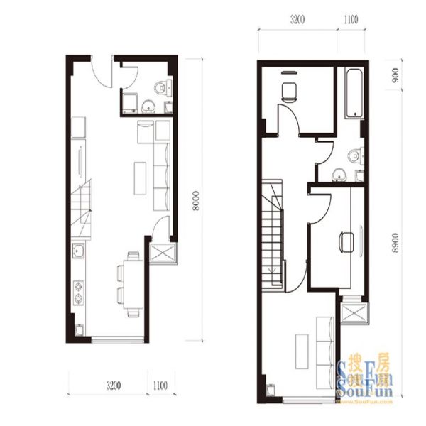 方嘉国际-二居室-45平米-装修设计