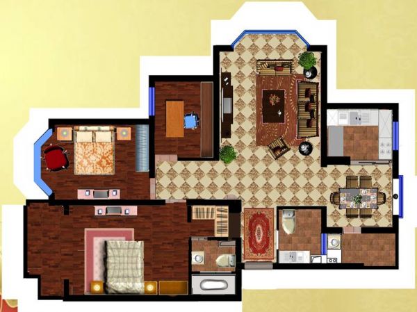 金阁花园-三居室-100平米-装修设计