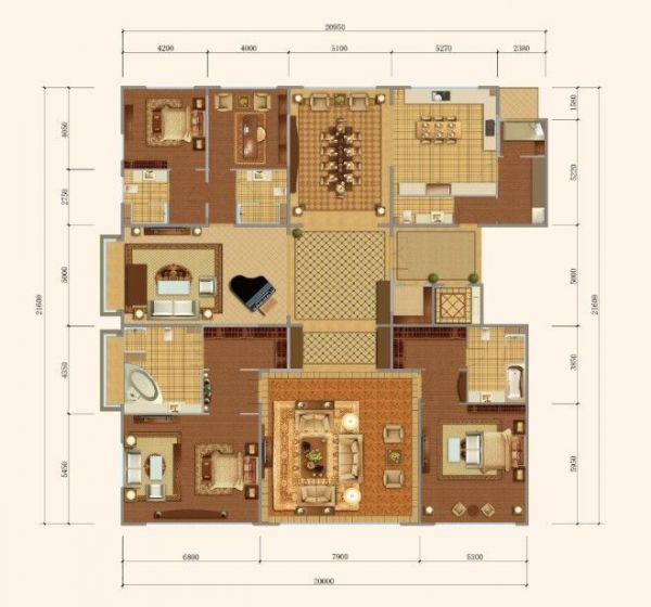 西山壹号院-三居室-210平米-装修设计