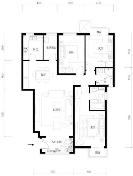 鸿坤·花语墅·御院-三居室-213平米-装修设计