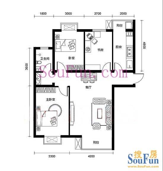 润龙家园-三居室-105平米-装修设计