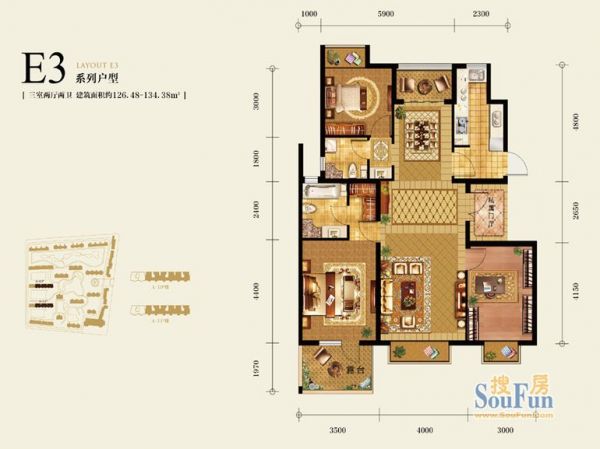北京城建·琨廷-三居室-126平米-装修设计