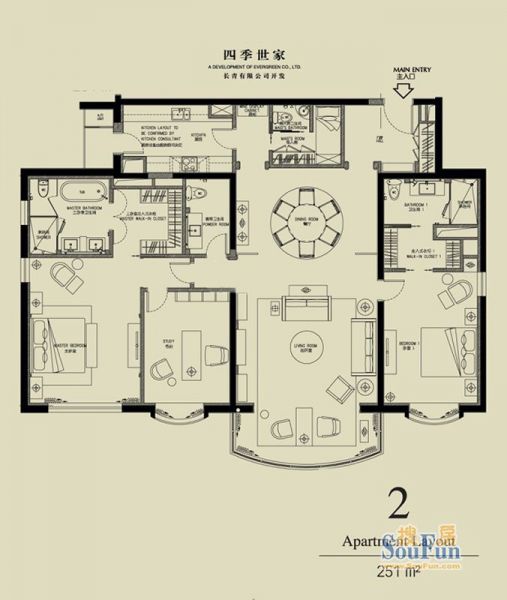 北京四季世家-三居室-251平米-装修设计