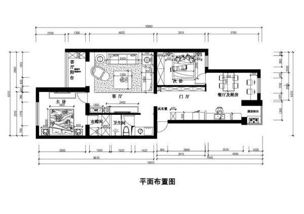 龙翔路小区-三居室-100平米-装修设计