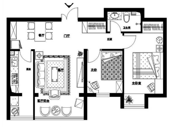 红杉一品-二居室-105.33平米-装修设计