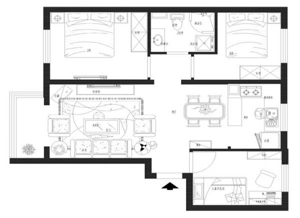 金隅景合园-三居室-102平米-装修设计
