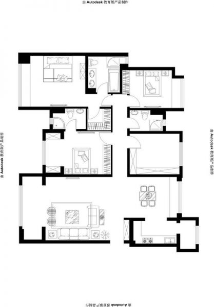 银河湾-四居室-205.48平米-装修设计