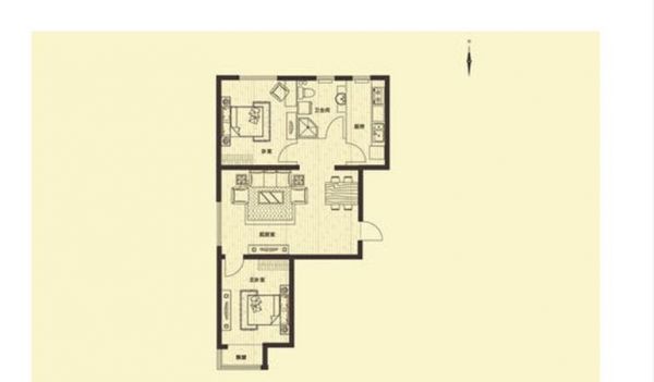 花雨汀-二居室-87.38平米-装修设计