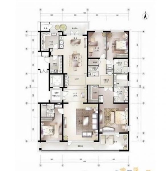 五矿万科如园-三居室-290平米-装修设计
