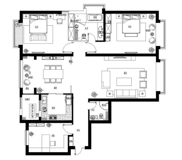 天汇尚苑-三居室-171.98平米-装修设计