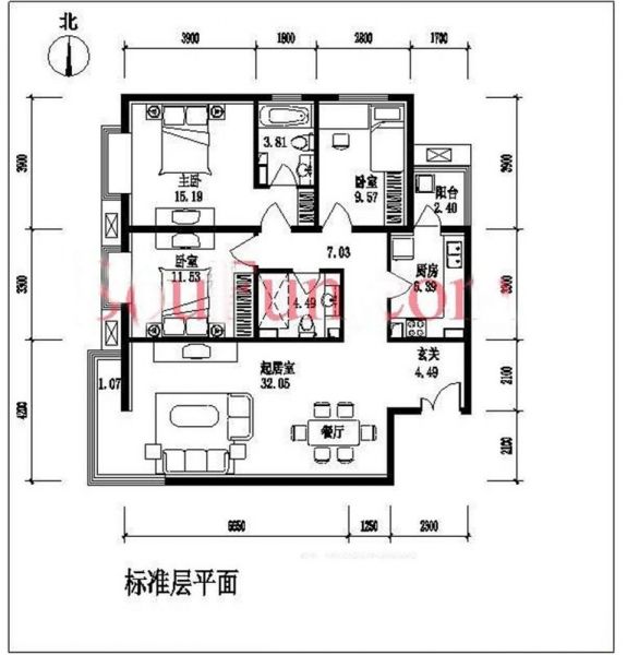 玉泉新城-三居室-119.1平米-装修设计