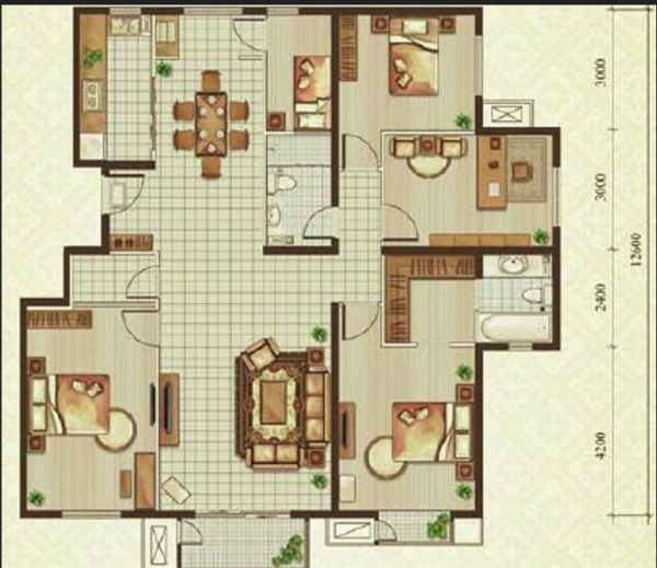 褐石园-五居室-280平米-装修设计