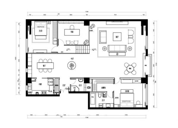 宋庄当代艺术园-三居室-220平米-装修设计