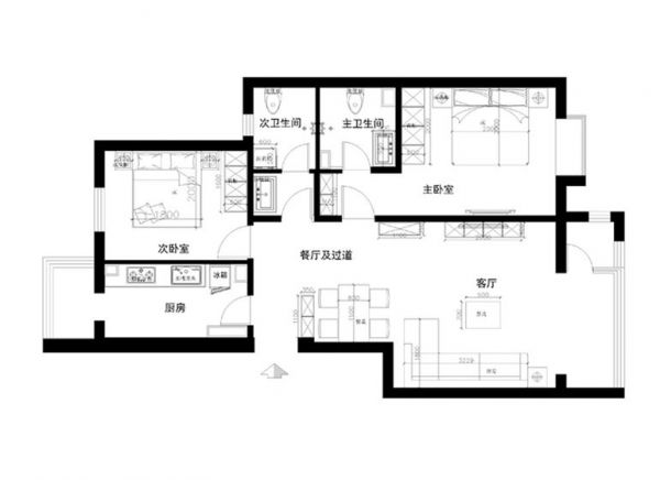北京城建徜徉集-三居室-103平米-装修设计