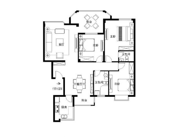 逸翠园-三居室-155平米-装修设计