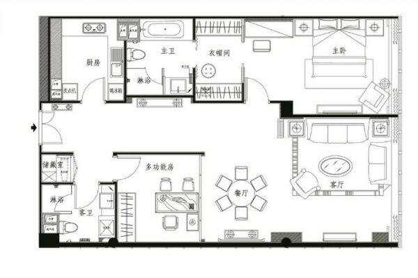 京汉旭城-二居室-180平米-装修设计