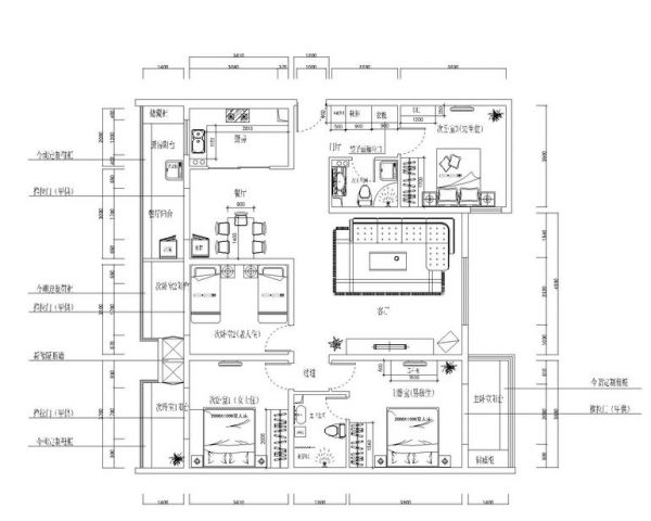 雍和家园-四居室-165平米-装修设计