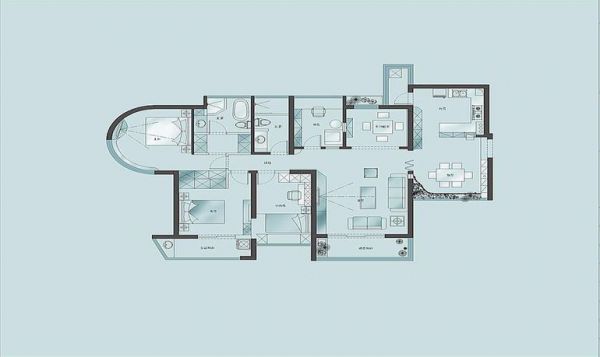 凯旋城-二居室-121.96平米-装修设计