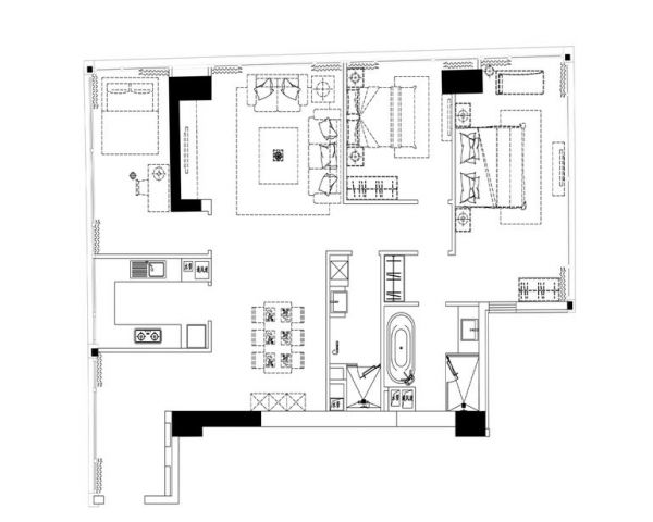 官园公寓-二居室-261平米-装修设计