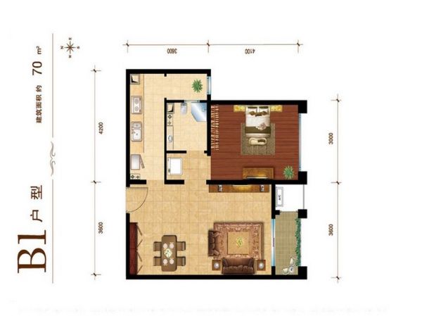 建邦华庭-一居室-70平米-装修设计