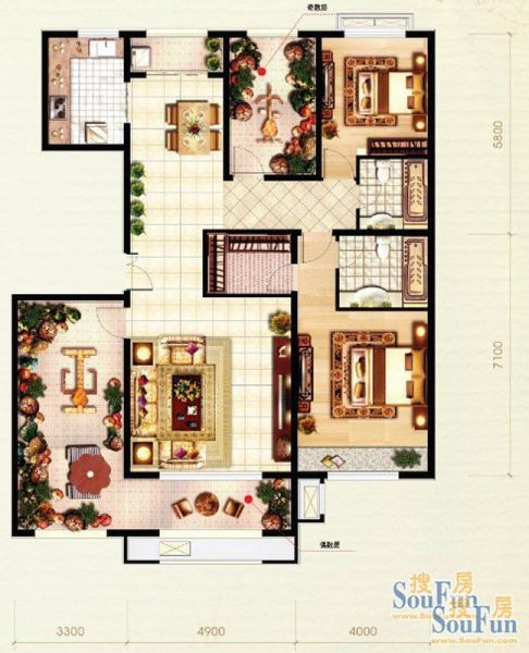 北京城建·红木林-二居室-138平米-装修设计