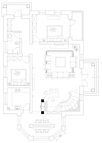 阳光假日别墅-四居室-440平米-装修设计