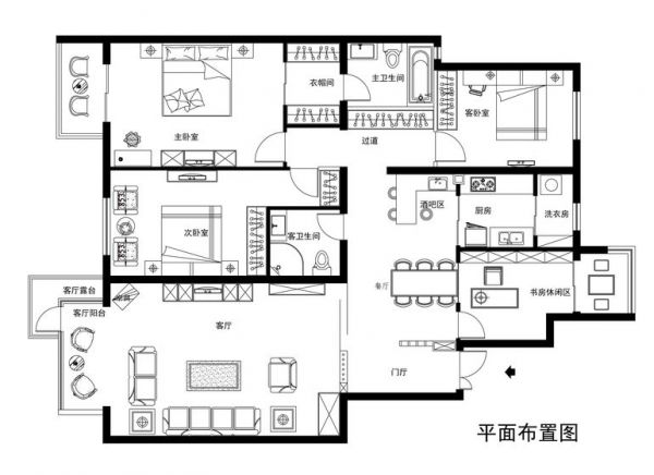 北京华侨城-三居室-180平米-装修设计