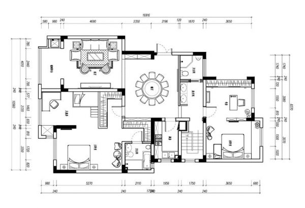 尊荣国际俱乐部公寓-四居室-180平米-装修设计