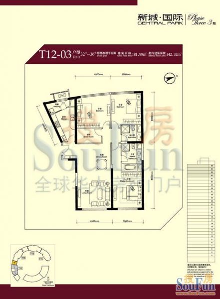 新城国际-三居室-181.99平米-装修设计