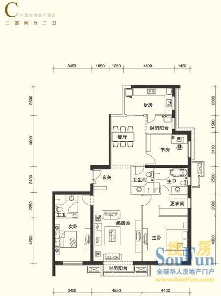 北京华侨城-三居室-188平米-装修设计