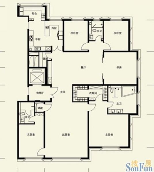 金茂府-五居室-331平米-装修设计