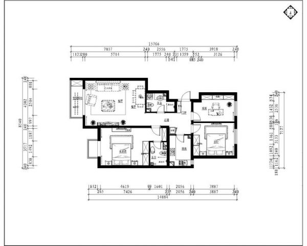 永定路西里-三居室-96平米-装修设计