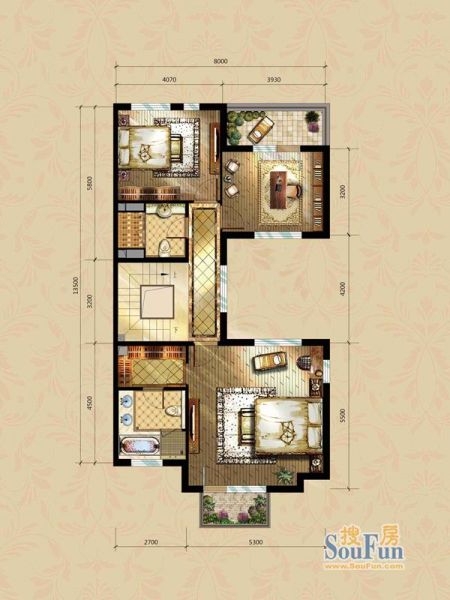 北京城建·徜徉墅-二居室-364平米-装修设计
