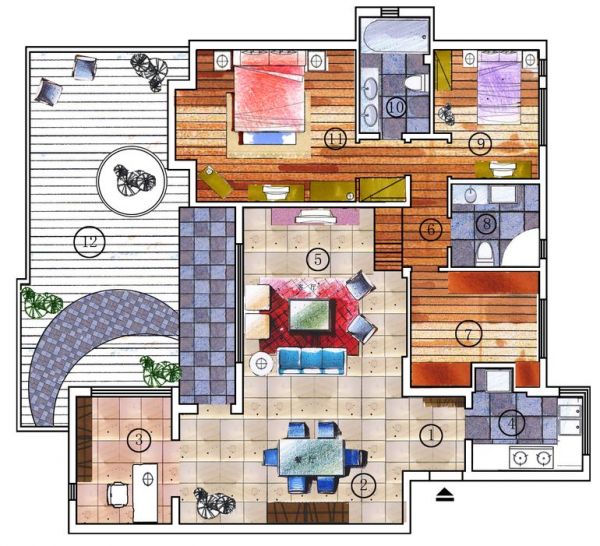 水晶城香溪园-二居室-120平米-装修设计