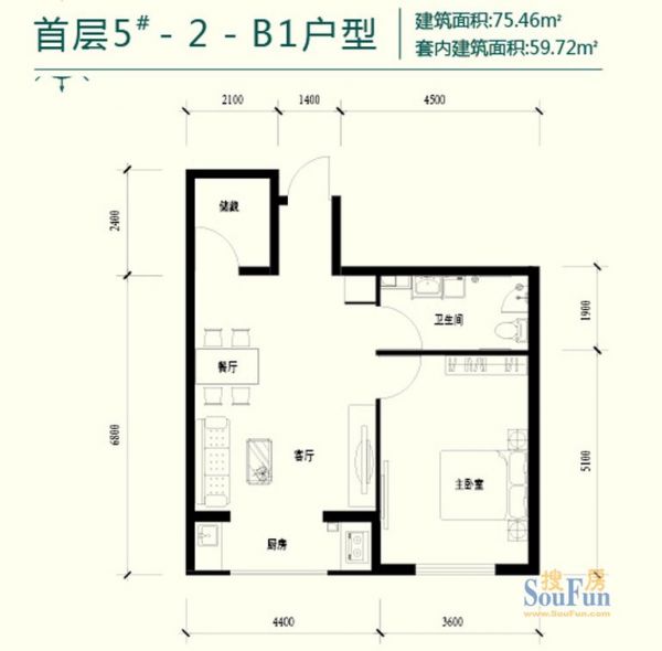 强佑清河新城-一居室-75.46平米-装修设计